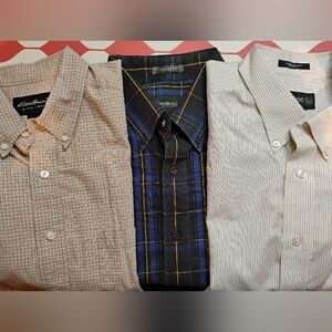 Lot Of 3 Eddie Bauer Button Up Long Sleeve Shirts Men's Size Large
